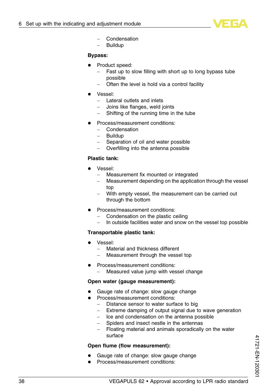 VEGA VEGAPULS 62 (≥ 2.0.0 - ≥ 4.0.0) Foundation Fieldbus Approval according to LPR radio standard User Manual | Page 38 / 96