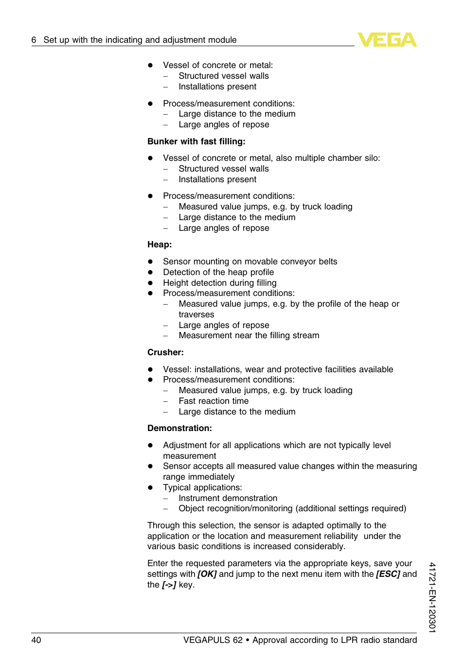 VEGA VEGAPULS 62 (≥ 2.0.0 - ≥ 4.0.0) Foundation Fieldbus Approval according to LPR radio standard User Manual | Page 40 / 96