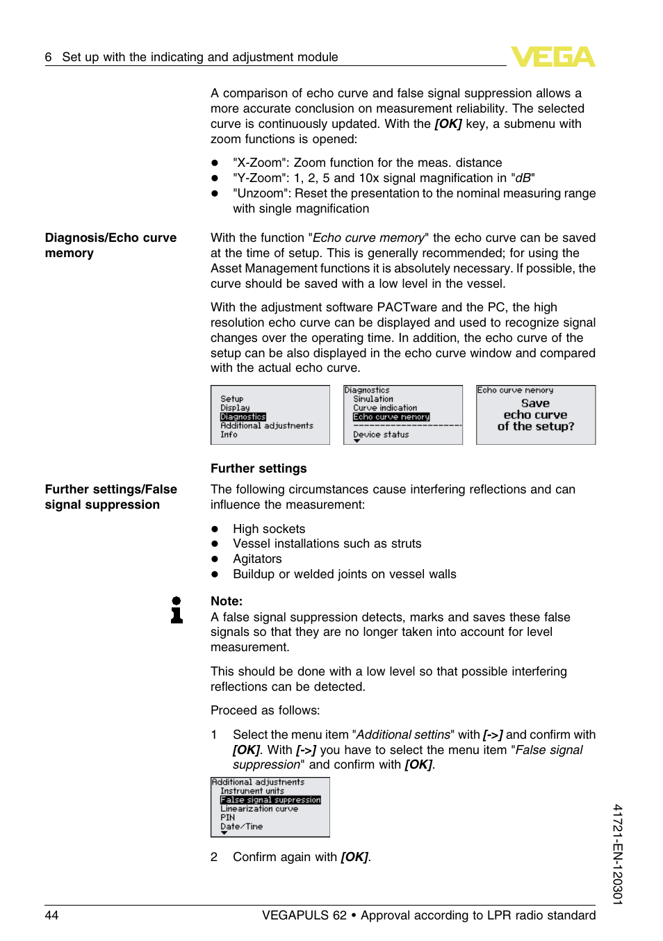 VEGA VEGAPULS 62 (≥ 2.0.0 - ≥ 4.0.0) Foundation Fieldbus Approval according to LPR radio standard User Manual | Page 44 / 96