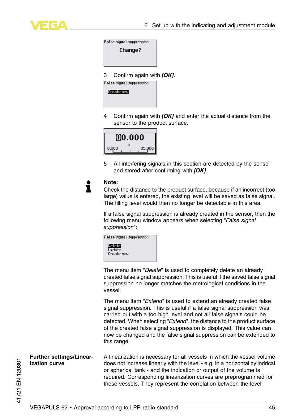 VEGA VEGAPULS 62 (≥ 2.0.0 - ≥ 4.0.0) Foundation Fieldbus Approval according to LPR radio standard User Manual | Page 45 / 96