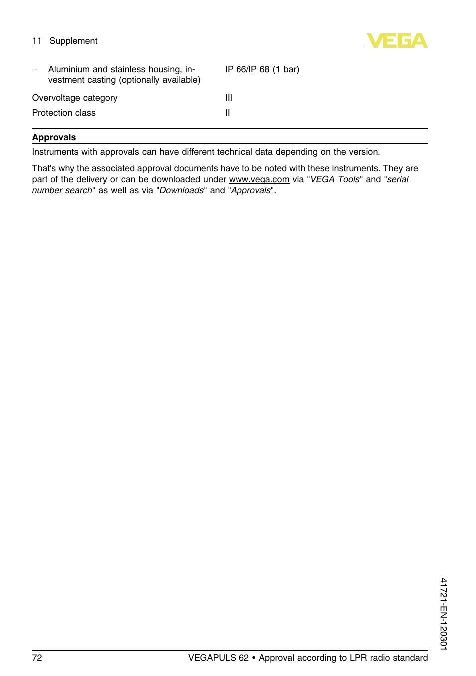 VEGA VEGAPULS 62 (≥ 2.0.0 - ≥ 4.0.0) Foundation Fieldbus Approval according to LPR radio standard User Manual | Page 72 / 96