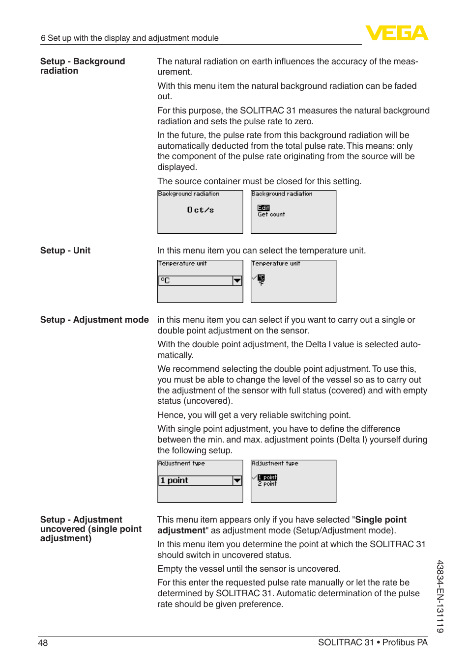 VEGA SOLITRAC 31 Profibus PA User Manual | Page 48 / 84