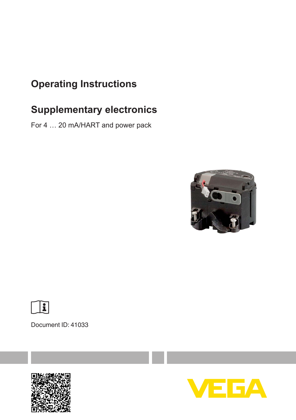VEGA Supplementary electronics For 4 … 20 mA_HART and power pack User Manual | 16 pages