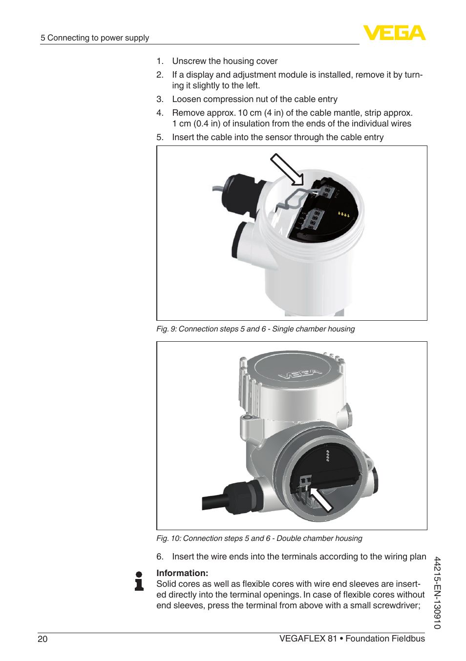 VEGA VEGAFLEX 81 Foundation Fieldbus Coax probe User Manual | Page 20 / 96