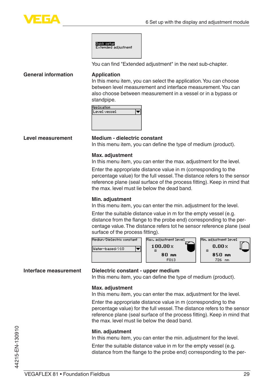 VEGA VEGAFLEX 81 Foundation Fieldbus Coax probe User Manual | Page 29 / 96