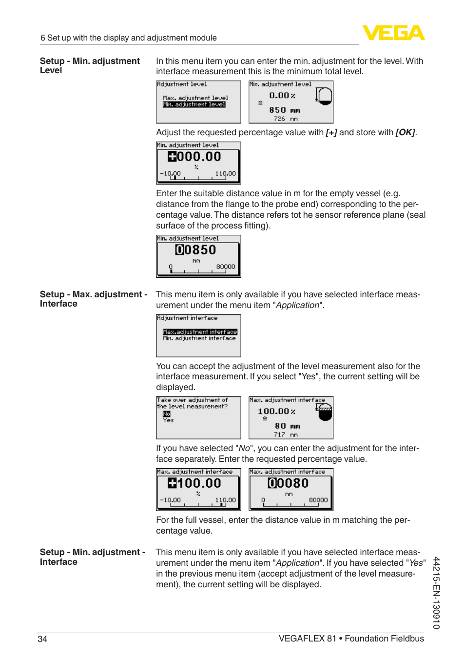 VEGA VEGAFLEX 81 Foundation Fieldbus Coax probe User Manual | Page 34 / 96