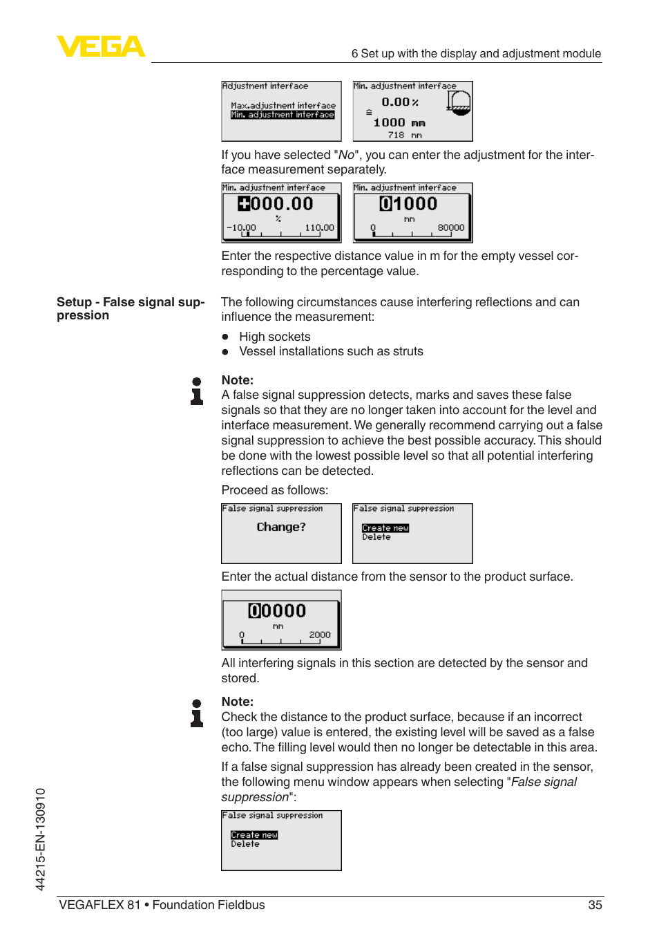 VEGA VEGAFLEX 81 Foundation Fieldbus Coax probe User Manual | Page 35 / 96