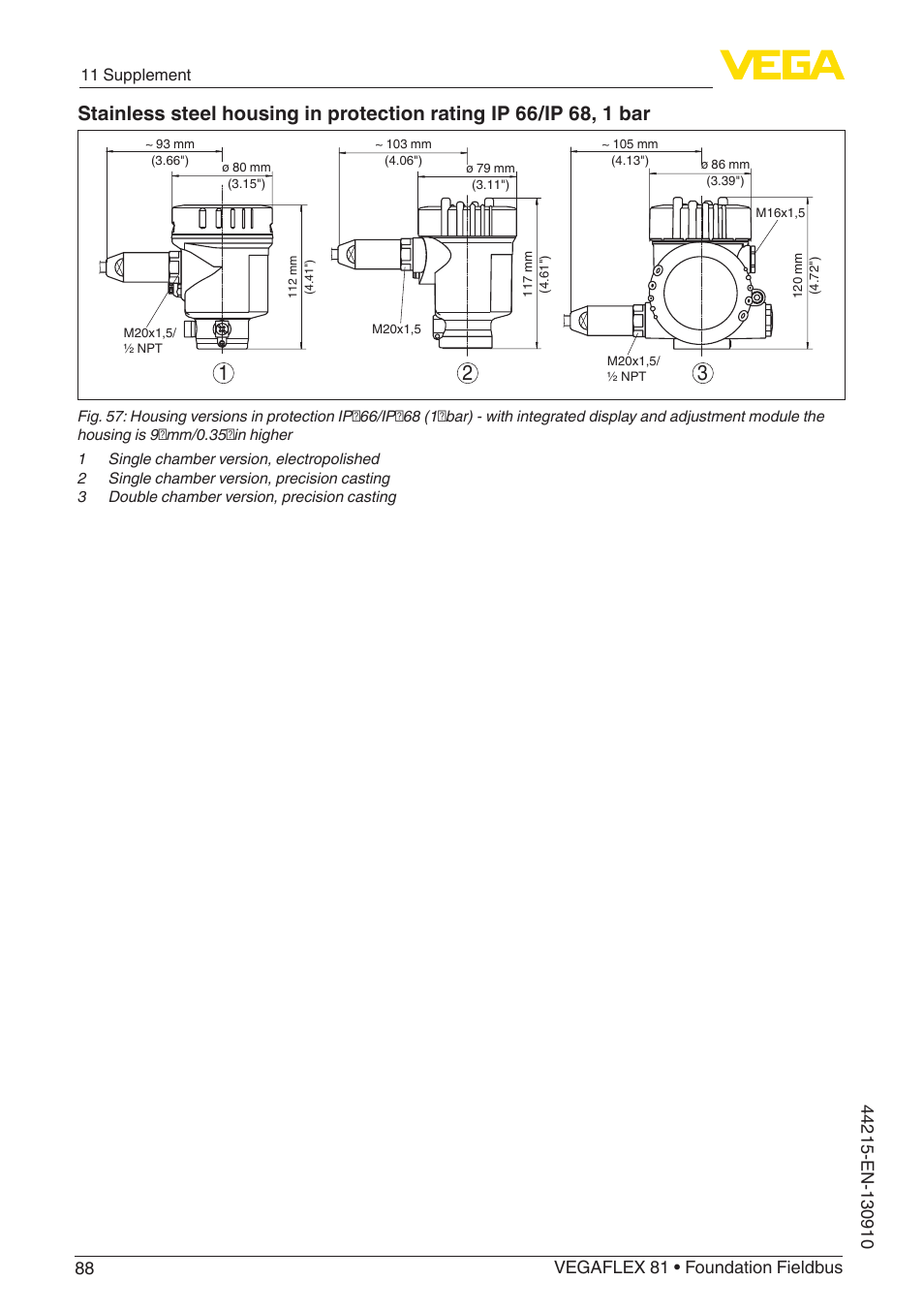 VEGA VEGAFLEX 81 Foundation Fieldbus Coax probe User Manual | Page 88 / 96