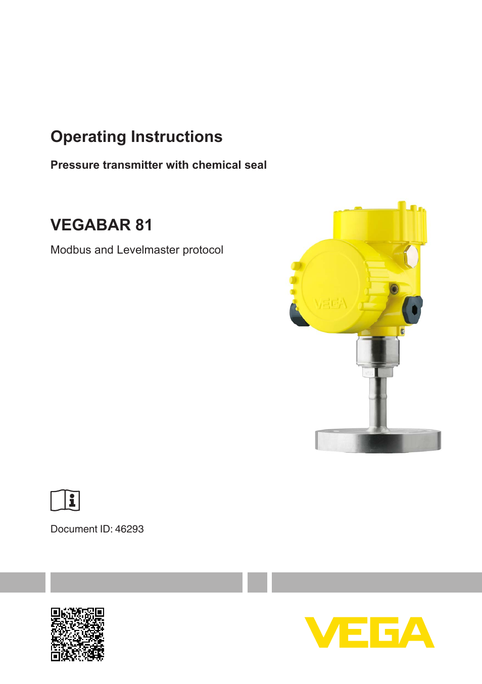 VEGA VEGABAR 81 Modbus and Levelmaster protocol - Operating Instructions User Manual | 92 pages