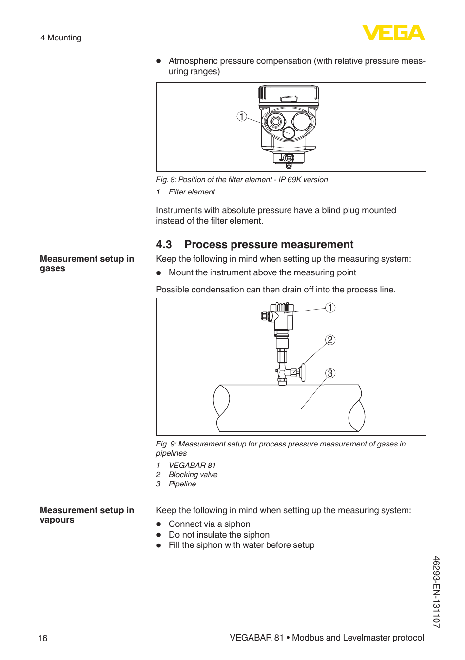 3 process pressure measurement | VEGA VEGABAR 81 Modbus and Levelmaster protocol - Operating Instructions User Manual | Page 16 / 92