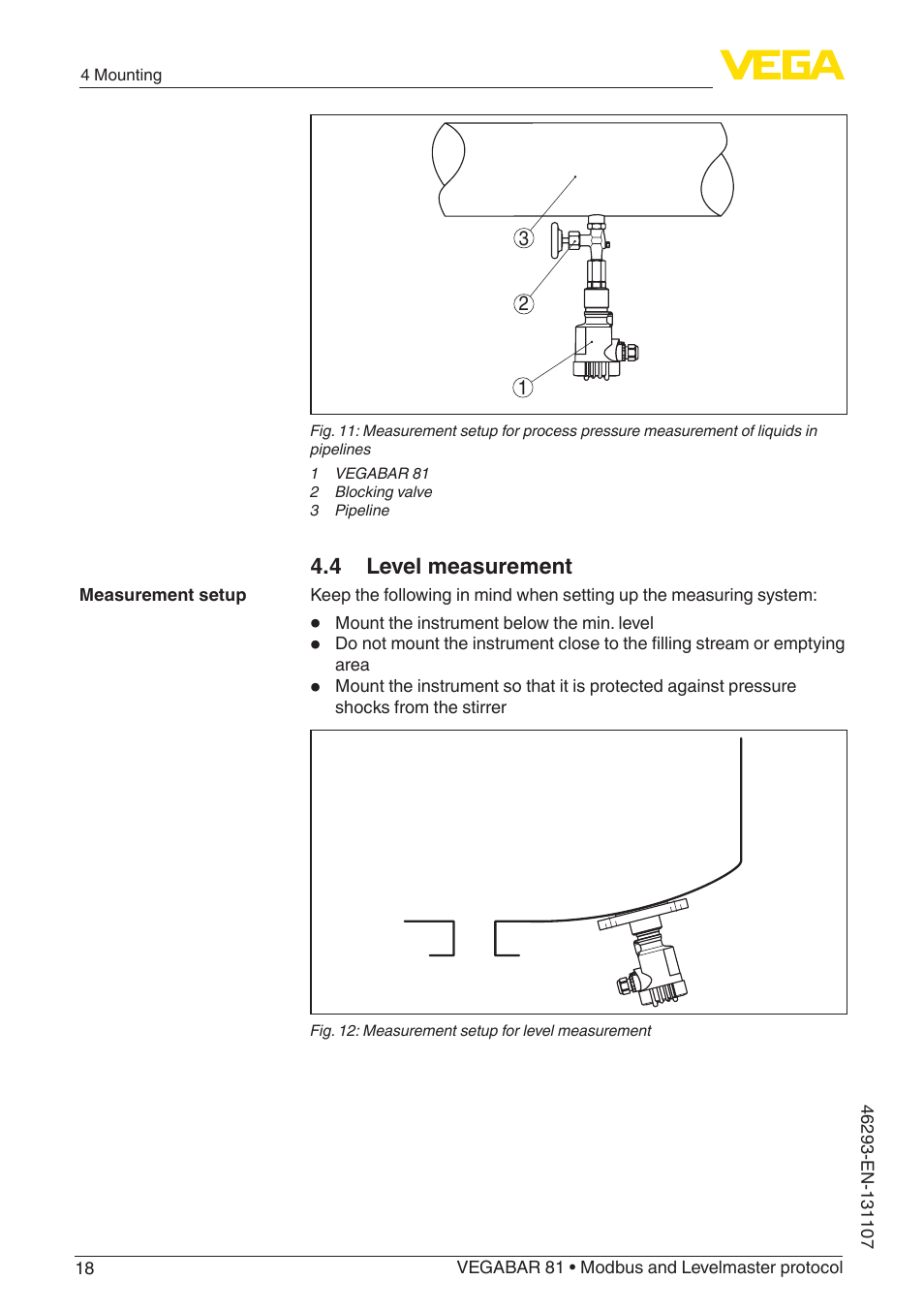 4 level measurement | VEGA VEGABAR 81 Modbus and Levelmaster protocol - Operating Instructions User Manual | Page 18 / 92