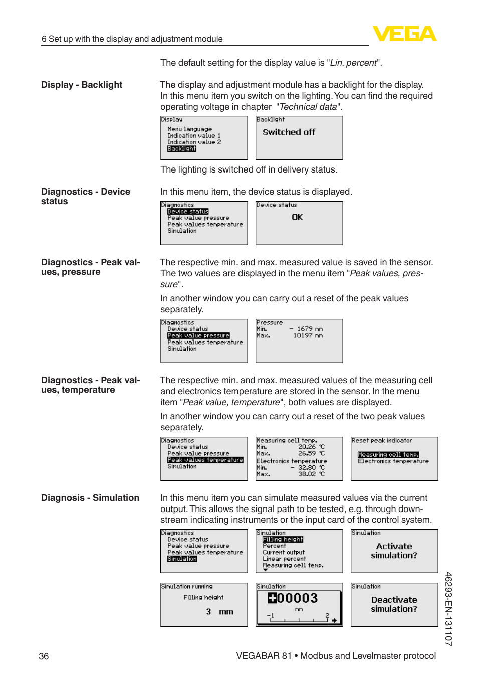 VEGA VEGABAR 81 Modbus and Levelmaster protocol - Operating Instructions User Manual | Page 36 / 92
