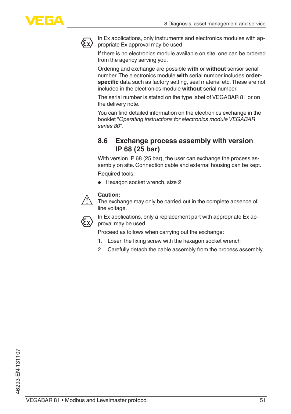 VEGA VEGABAR 81 Modbus and Levelmaster protocol - Operating Instructions User Manual | Page 51 / 92