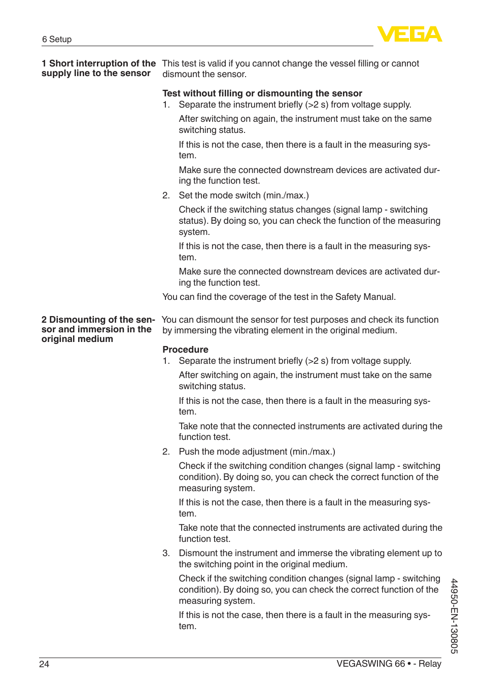 VEGA VEGASWING 66 - Relay With SIL qualification User Manual | Page 24 / 40