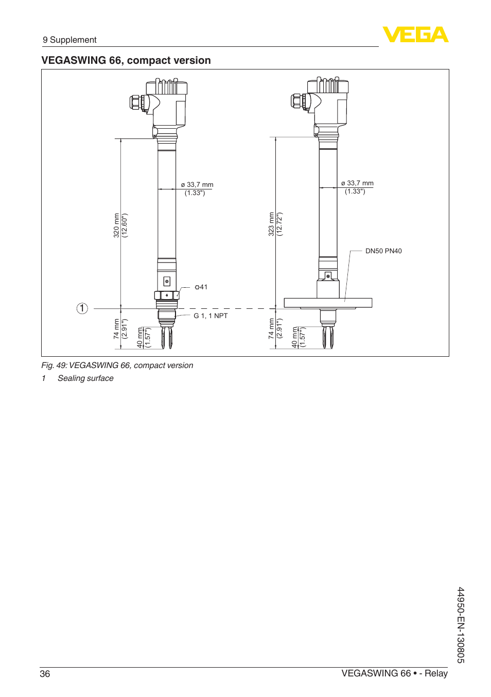 Vegaswing 66, compact version | VEGA VEGASWING 66 - Relay With SIL qualification User Manual | Page 36 / 40