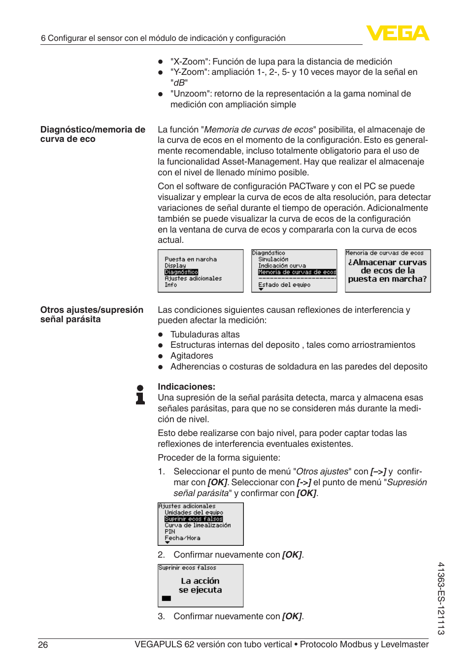 VEGA VEGAPULS 62 (≥ 2.0.0 - ≥ 4.0.0) standpipe ver. Modbus and Levelmaster protocol User Manual | Page 26 / 72