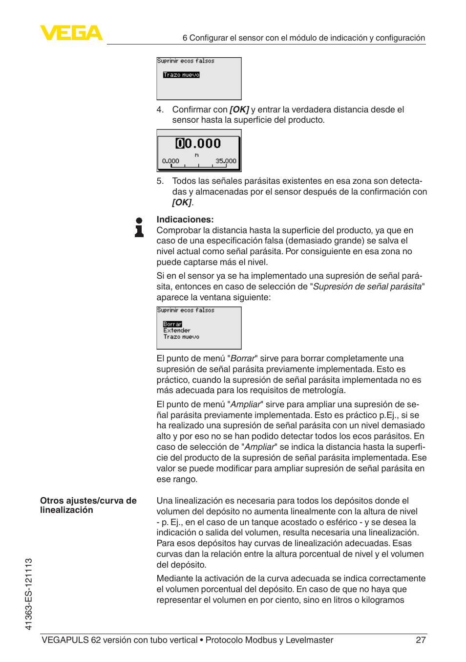 VEGA VEGAPULS 62 (≥ 2.0.0 - ≥ 4.0.0) standpipe ver. Modbus and Levelmaster protocol User Manual | Page 27 / 72