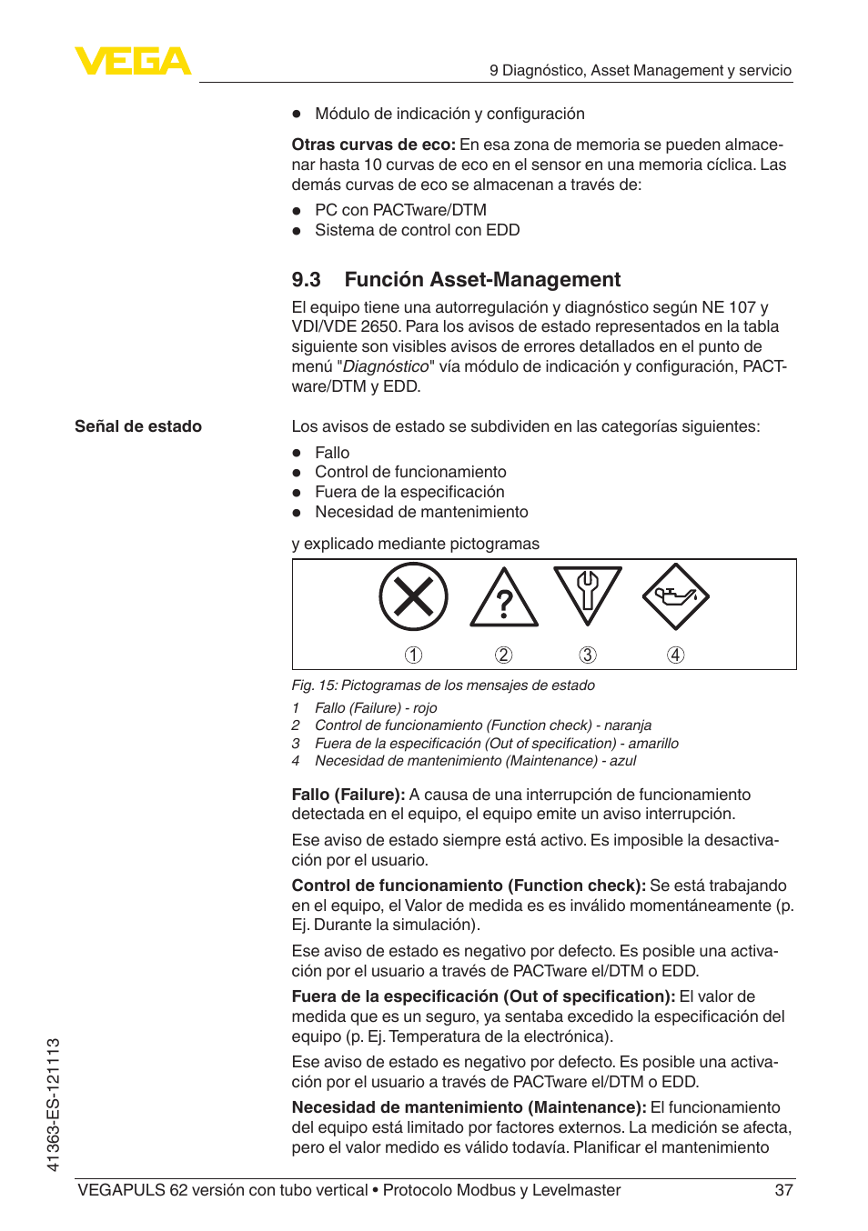 VEGA VEGAPULS 62 (≥ 2.0.0 - ≥ 4.0.0) standpipe ver. Modbus and Levelmaster protocol User Manual | Page 37 / 72