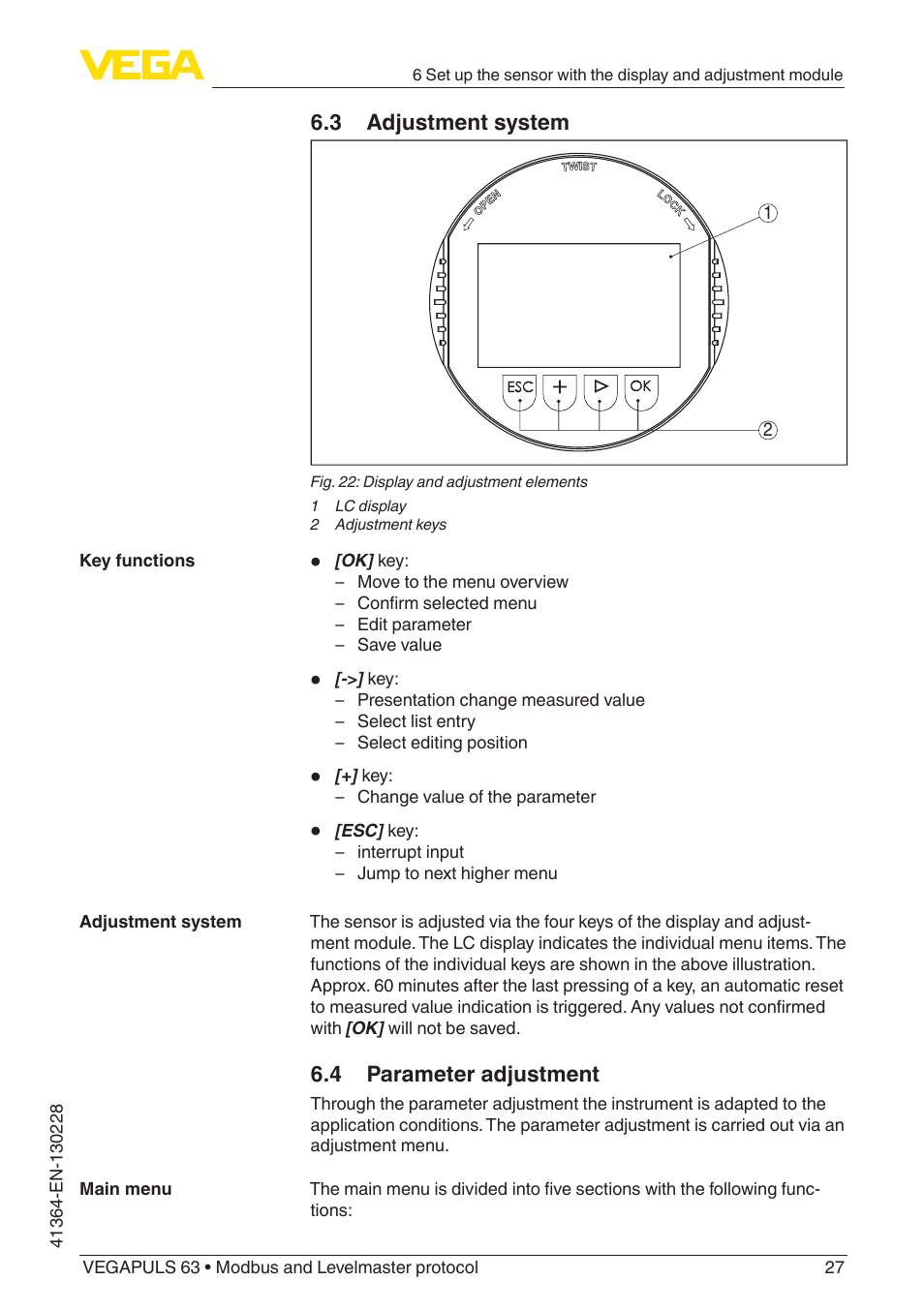 VEGA VEGAPULS 63 (≥ 2.0.0 - ≥ 4.0.0) Modbus and Levelmaster protocol User Manual | Page 27 / 88