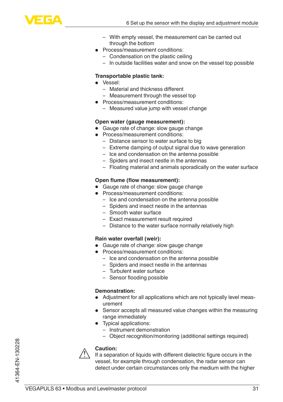 VEGA VEGAPULS 63 (≥ 2.0.0 - ≥ 4.0.0) Modbus and Levelmaster protocol User Manual | Page 31 / 88