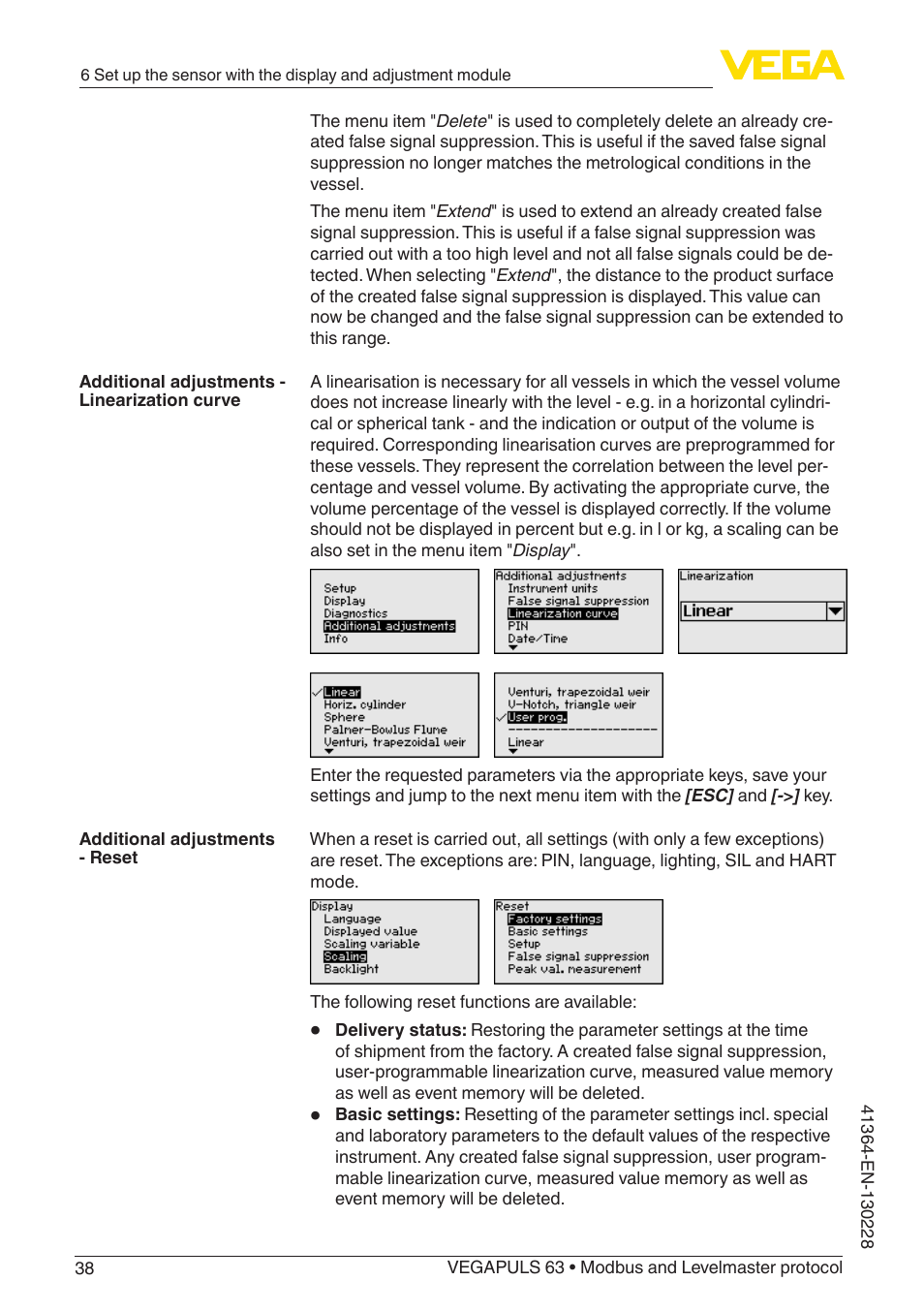 VEGA VEGAPULS 63 (≥ 2.0.0 - ≥ 4.0.0) Modbus and Levelmaster protocol User Manual | Page 38 / 88