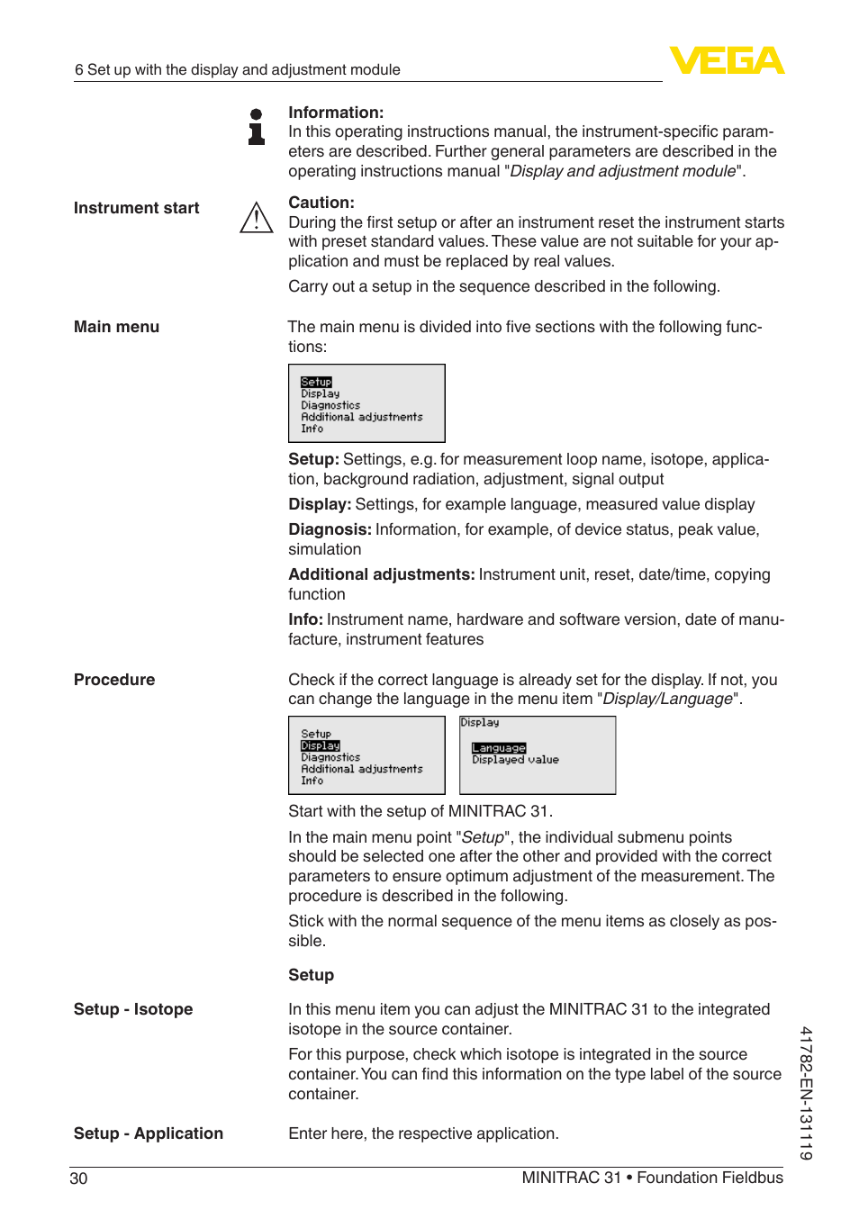 VEGA MINITRAC 31 Foundation Fieldbus User Manual | Page 30 / 88