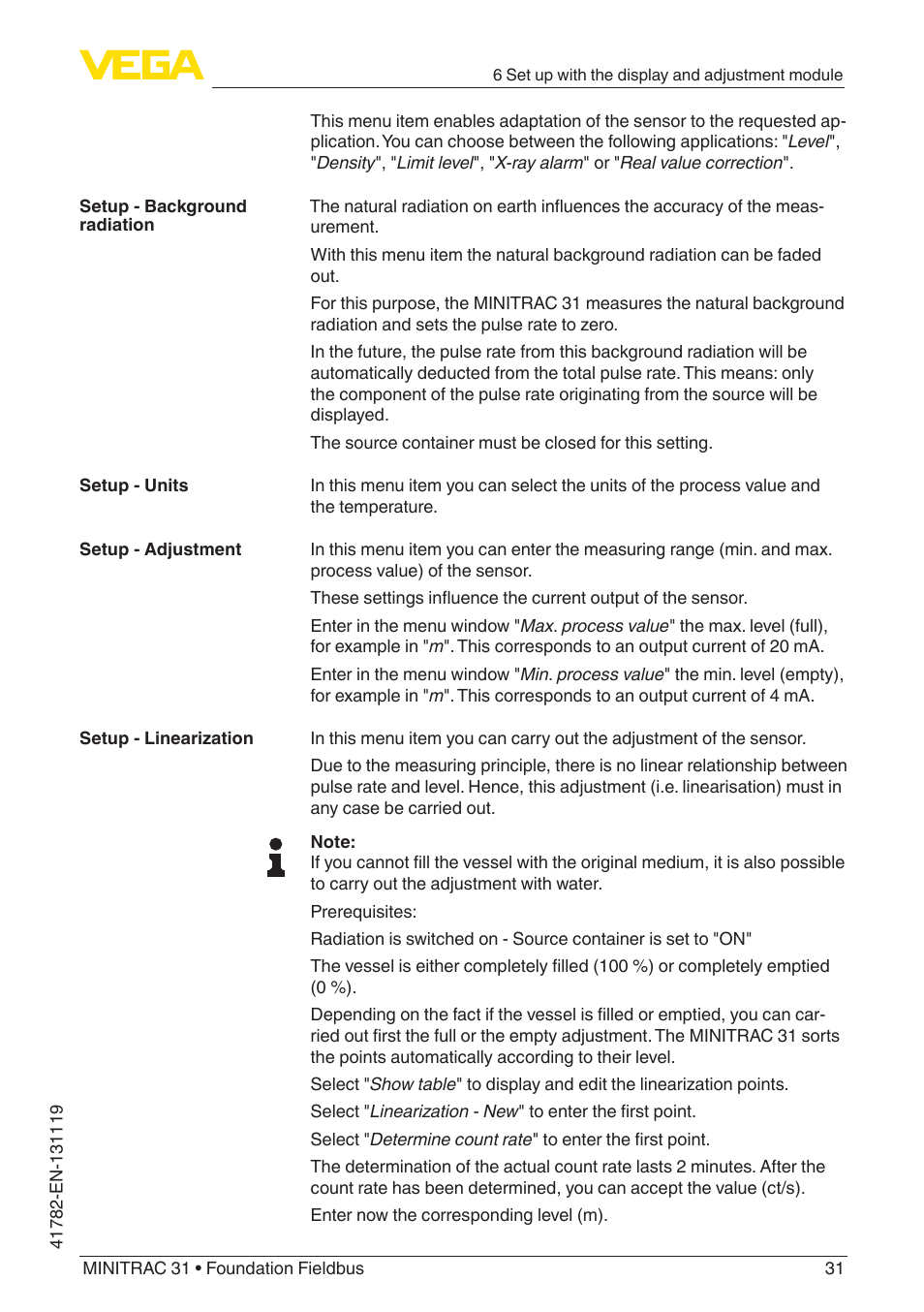 VEGA MINITRAC 31 Foundation Fieldbus User Manual | Page 31 / 88