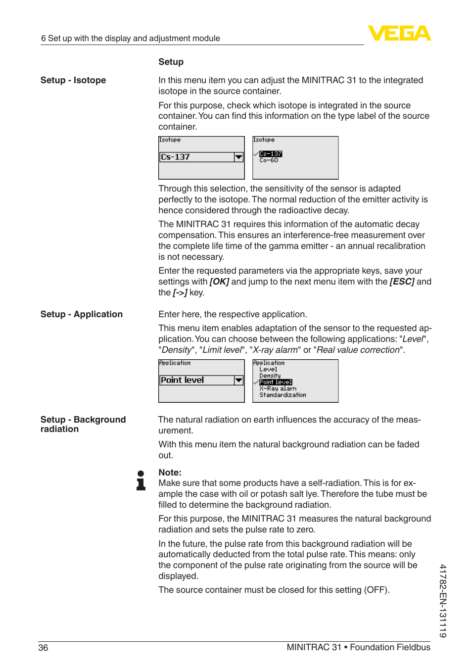 VEGA MINITRAC 31 Foundation Fieldbus User Manual | Page 36 / 88