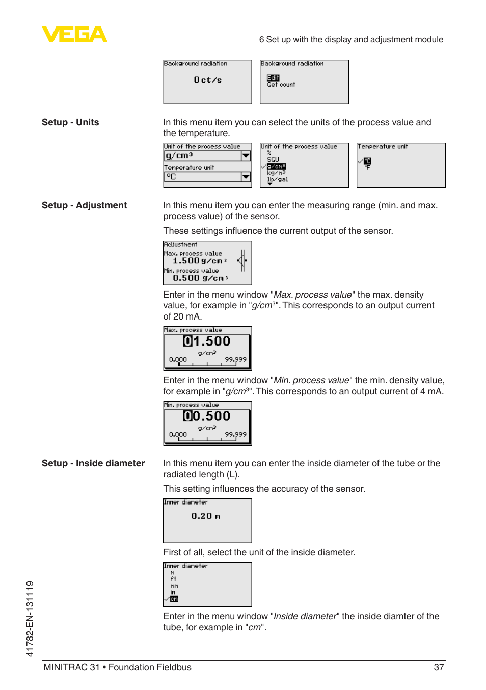 VEGA MINITRAC 31 Foundation Fieldbus User Manual | Page 37 / 88