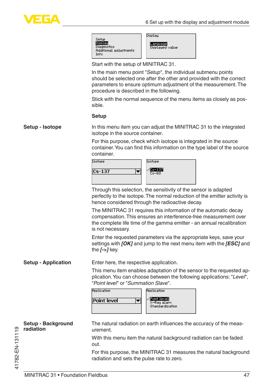 VEGA MINITRAC 31 Foundation Fieldbus User Manual | Page 47 / 88