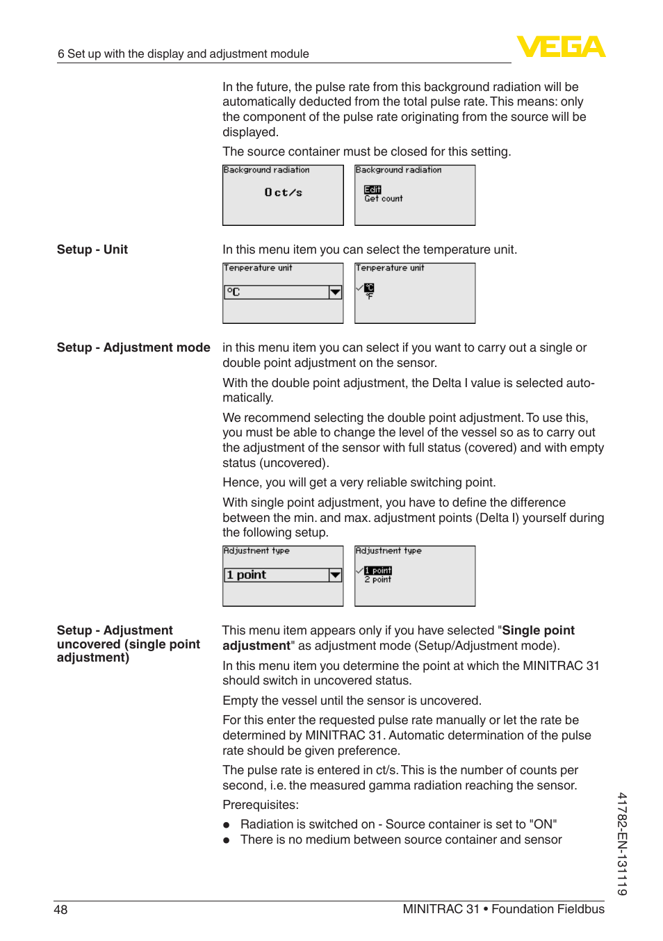 VEGA MINITRAC 31 Foundation Fieldbus User Manual | Page 48 / 88