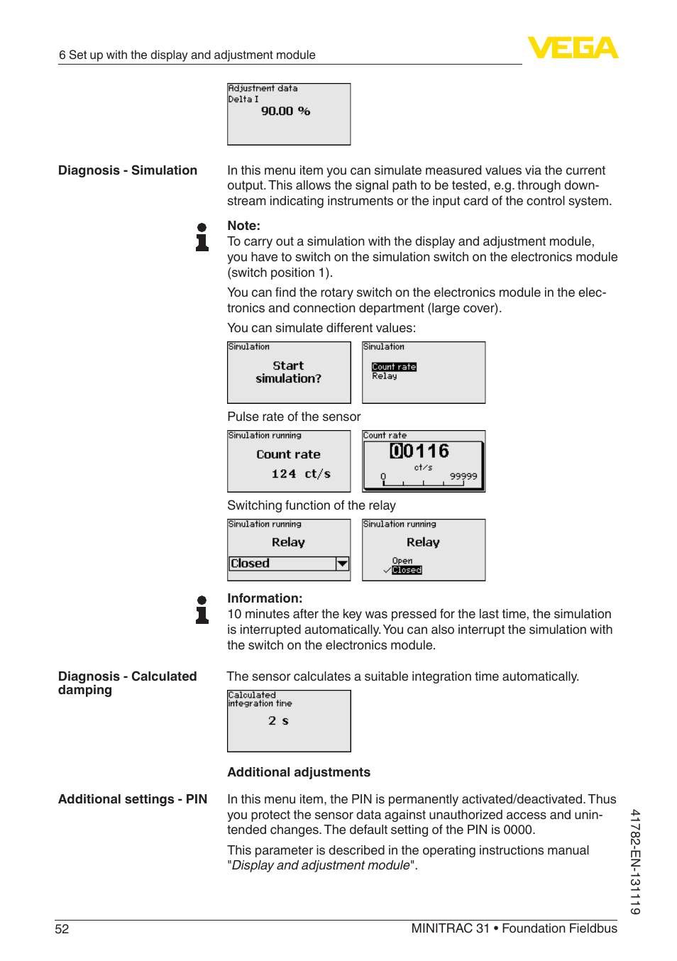 VEGA MINITRAC 31 Foundation Fieldbus User Manual | Page 52 / 88