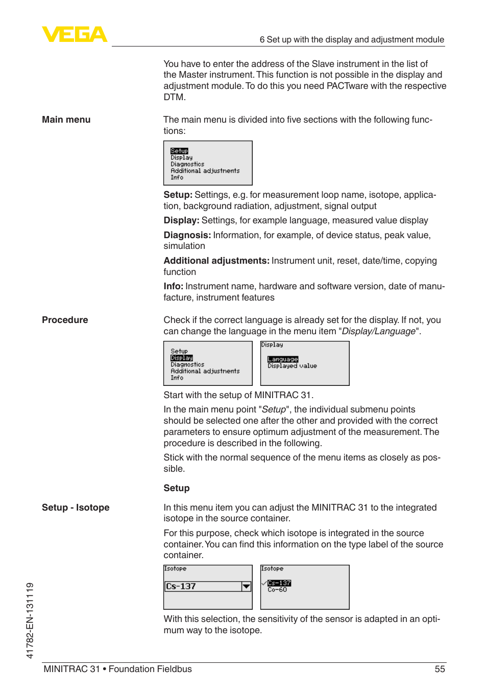 VEGA MINITRAC 31 Foundation Fieldbus User Manual | Page 55 / 88