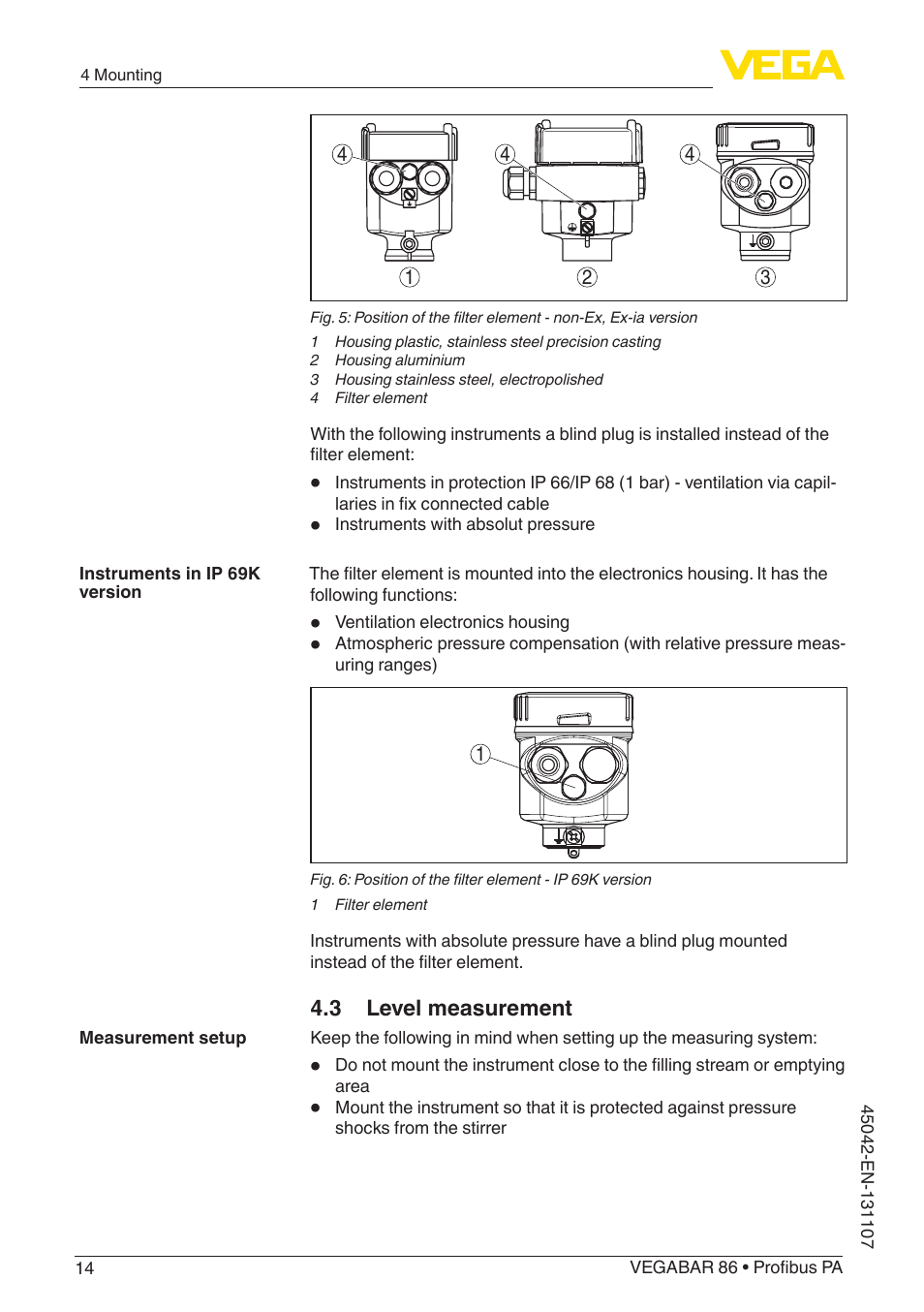 3 level measurement | VEGA VEGABAR 86 Profibus PA - Operating Instructions User Manual | Page 14 / 80