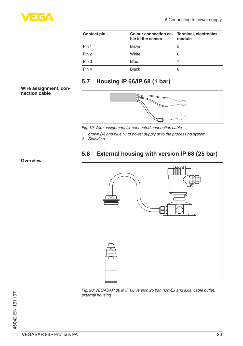 VEGA VEGABAR 86 Profibus PA - Operating Instructions User Manual | Page 23 / 80