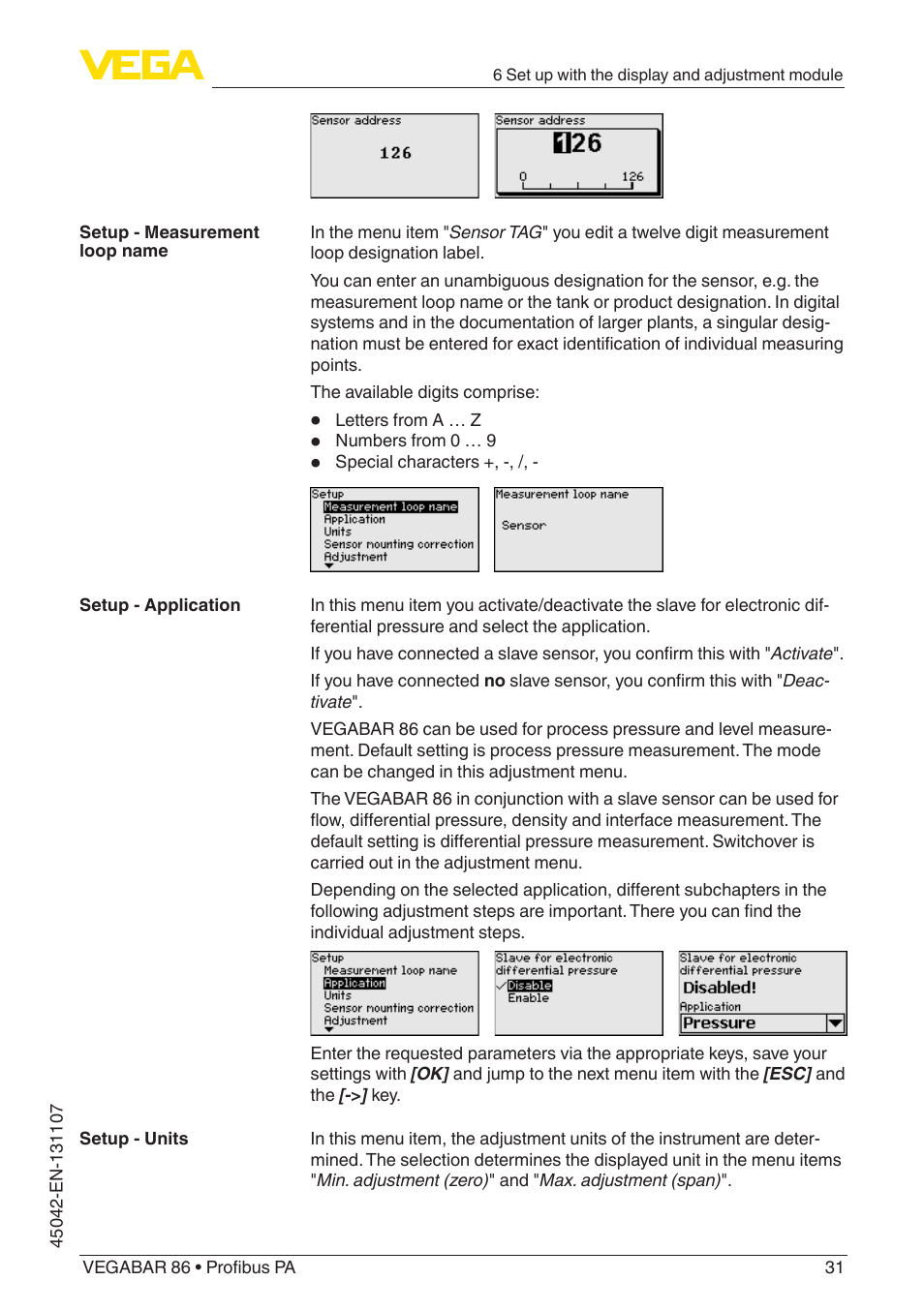 VEGA VEGABAR 86 Profibus PA - Operating Instructions User Manual | Page 31 / 80