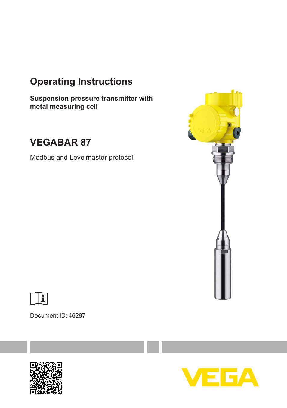 VEGA VEGABAR 87 Modbus and Levelmaster protocol - Operating Instructions User Manual | 88 pages