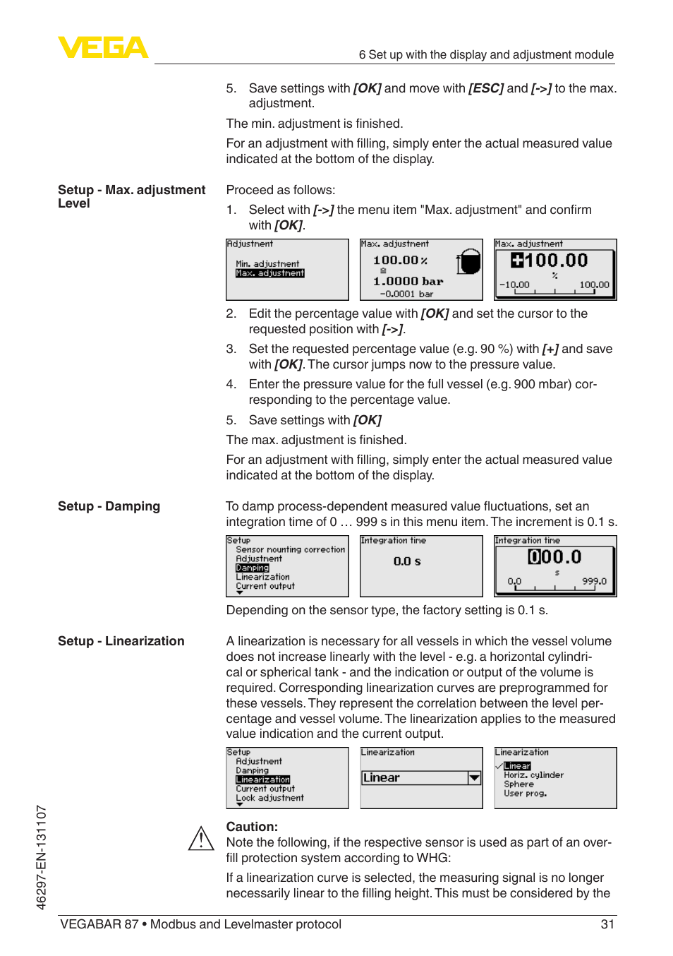 VEGA VEGABAR 87 Modbus and Levelmaster protocol - Operating Instructions User Manual | Page 31 / 88