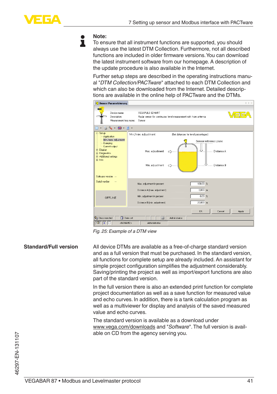 VEGA VEGABAR 87 Modbus and Levelmaster protocol - Operating Instructions User Manual | Page 41 / 88