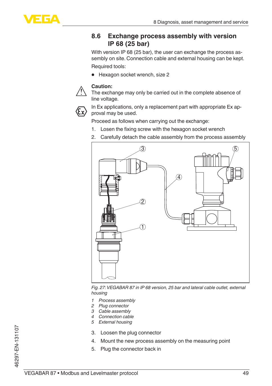 VEGA VEGABAR 87 Modbus and Levelmaster protocol - Operating Instructions User Manual | Page 49 / 88