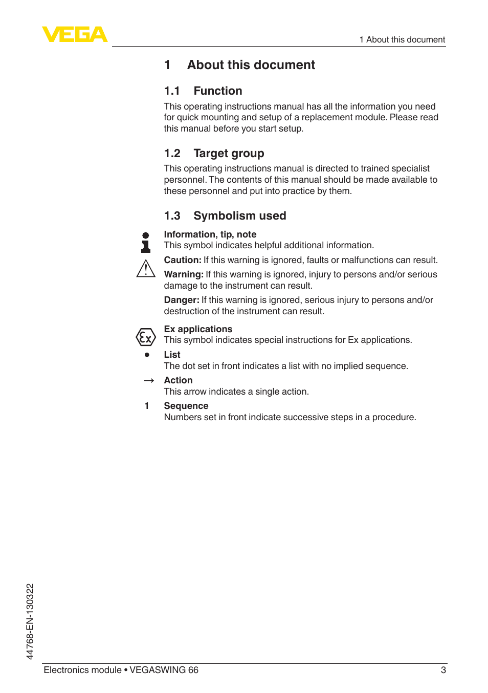 1 about this document | VEGA VEGASWING 66 Electronics module User Manual | Page 3 / 12