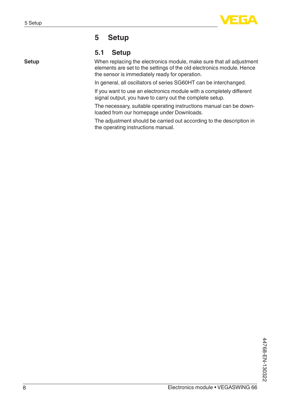 5 setup | VEGA VEGASWING 66 Electronics module User Manual | Page 8 / 12
