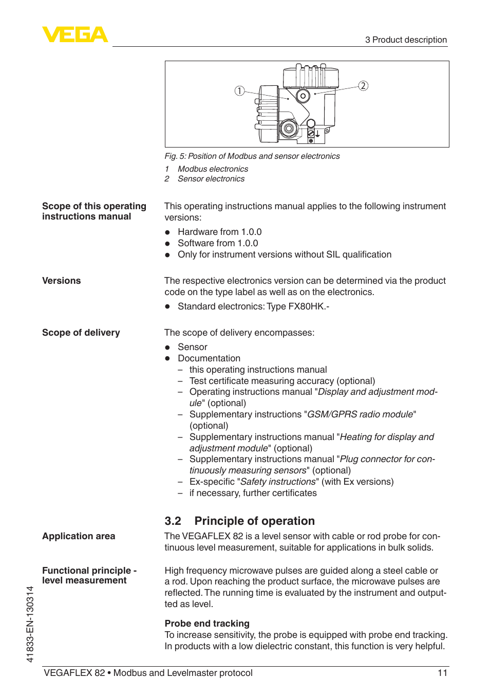 VEGA VEGAFLEX 82 Modbus and Levelmaster protocol User Manual | Page 11 / 100