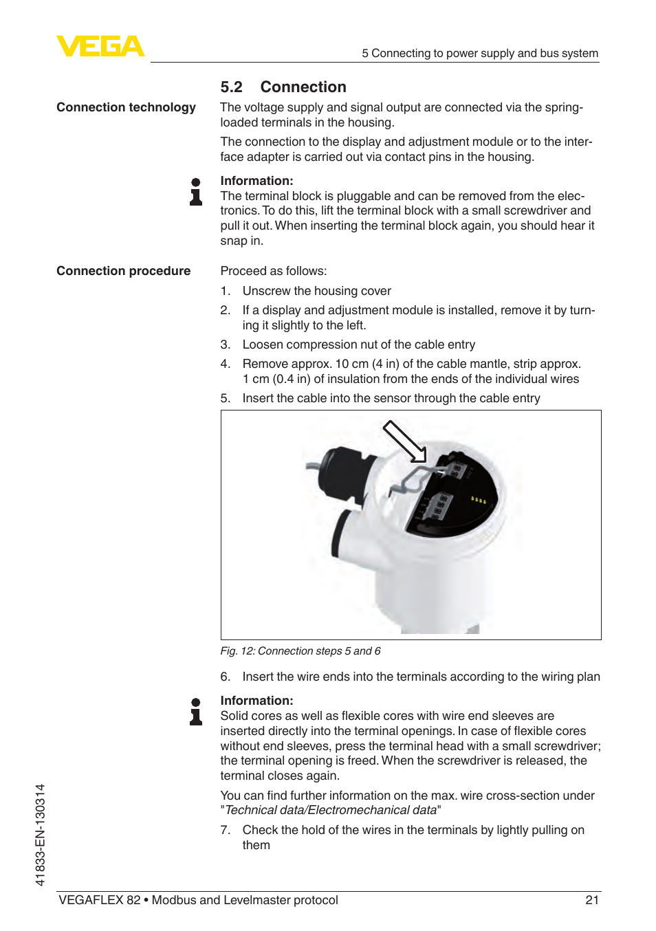 2 connection | VEGA VEGAFLEX 82 Modbus and Levelmaster protocol User Manual | Page 21 / 100