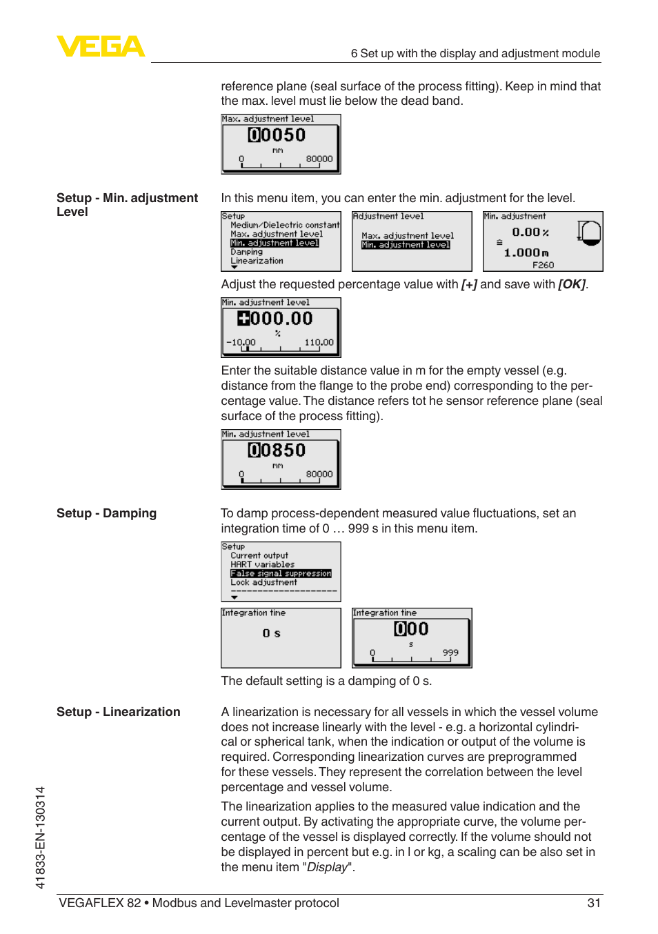 VEGA VEGAFLEX 82 Modbus and Levelmaster protocol User Manual | Page 31 / 100