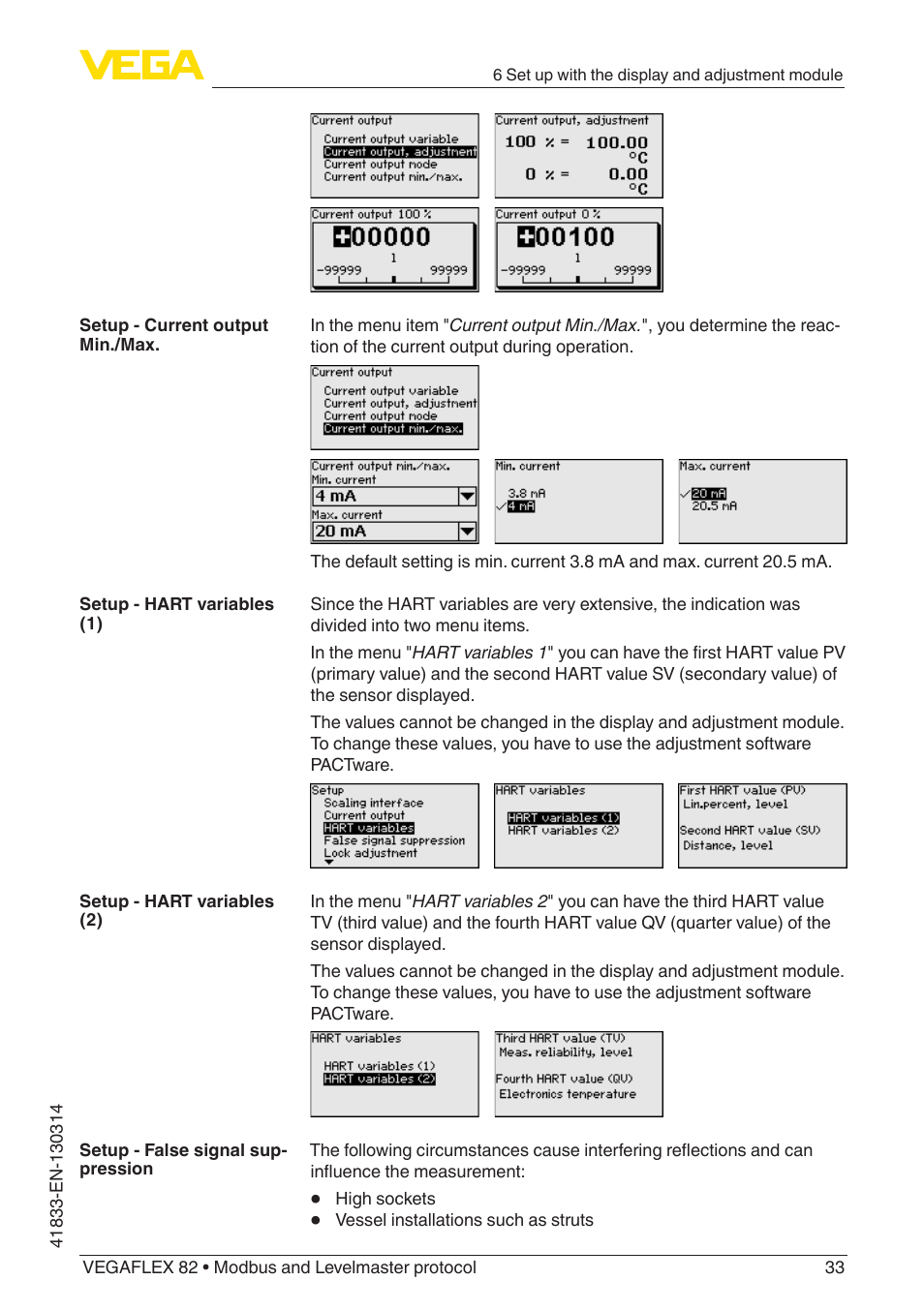 VEGA VEGAFLEX 82 Modbus and Levelmaster protocol User Manual | Page 33 / 100