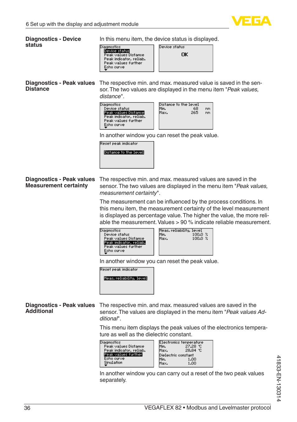 VEGA VEGAFLEX 82 Modbus and Levelmaster protocol User Manual | Page 36 / 100
