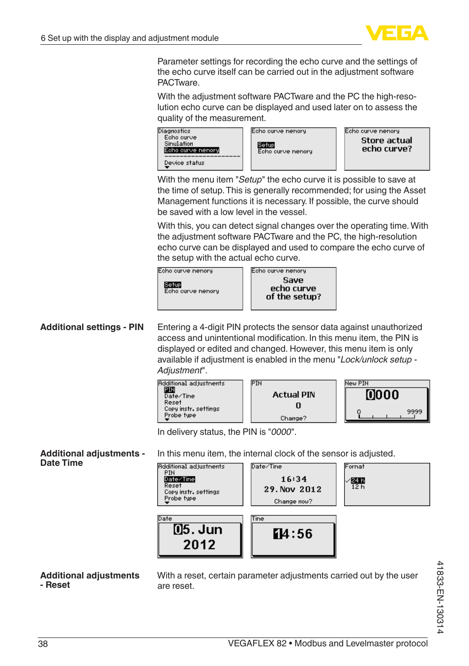 VEGA VEGAFLEX 82 Modbus and Levelmaster protocol User Manual | Page 38 / 100