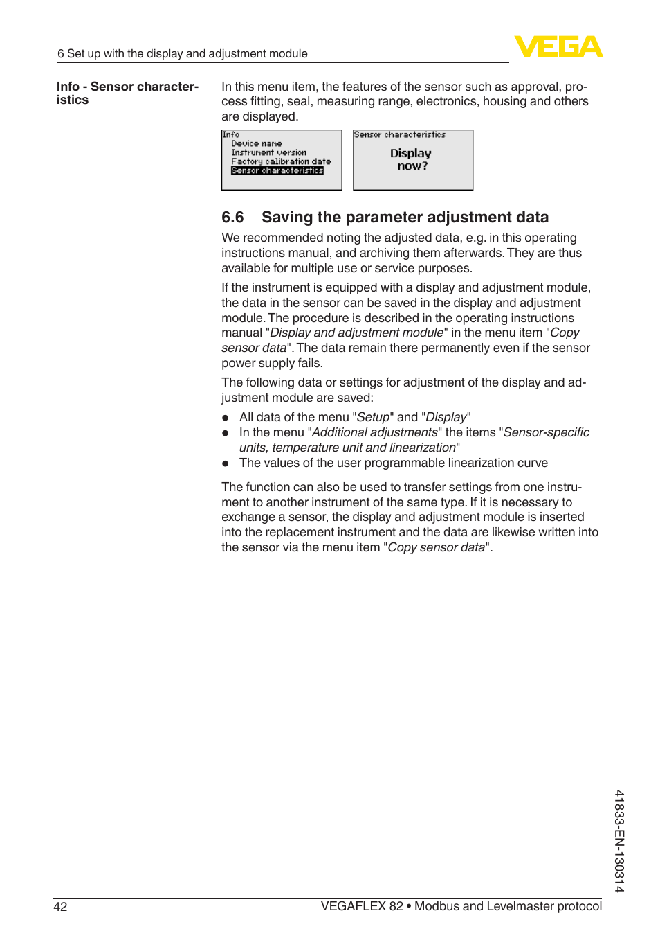 VEGA VEGAFLEX 82 Modbus and Levelmaster protocol User Manual | Page 42 / 100
