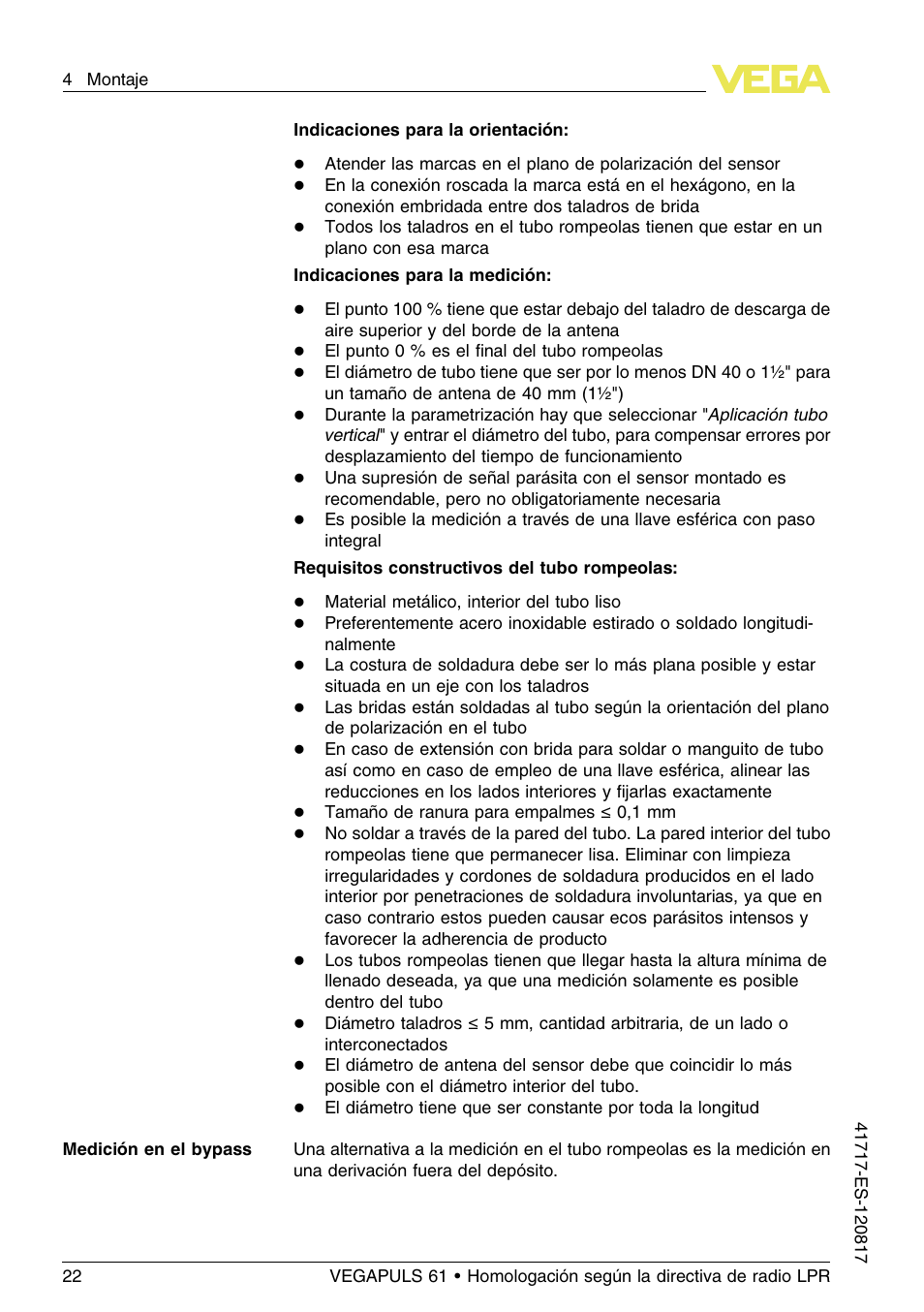 VEGA VEGAPULS 61 (≥ 2.0.0 - ≥ 4.0.0) Modbus and Levelmaster protocol Approval according to LPR radio standard User Manual | Page 22 / 100